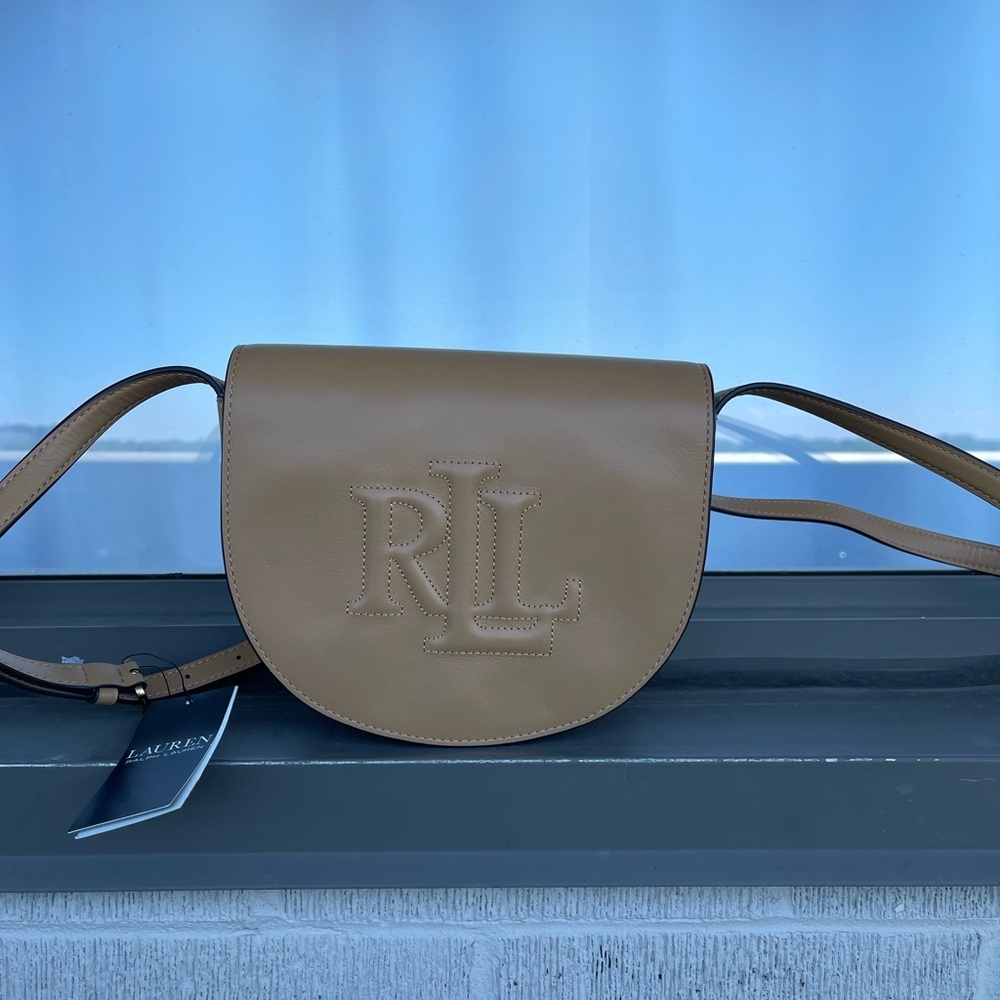 Polo by Ralph Lauren Tan Crossbody Bag with Iconic RL Logo